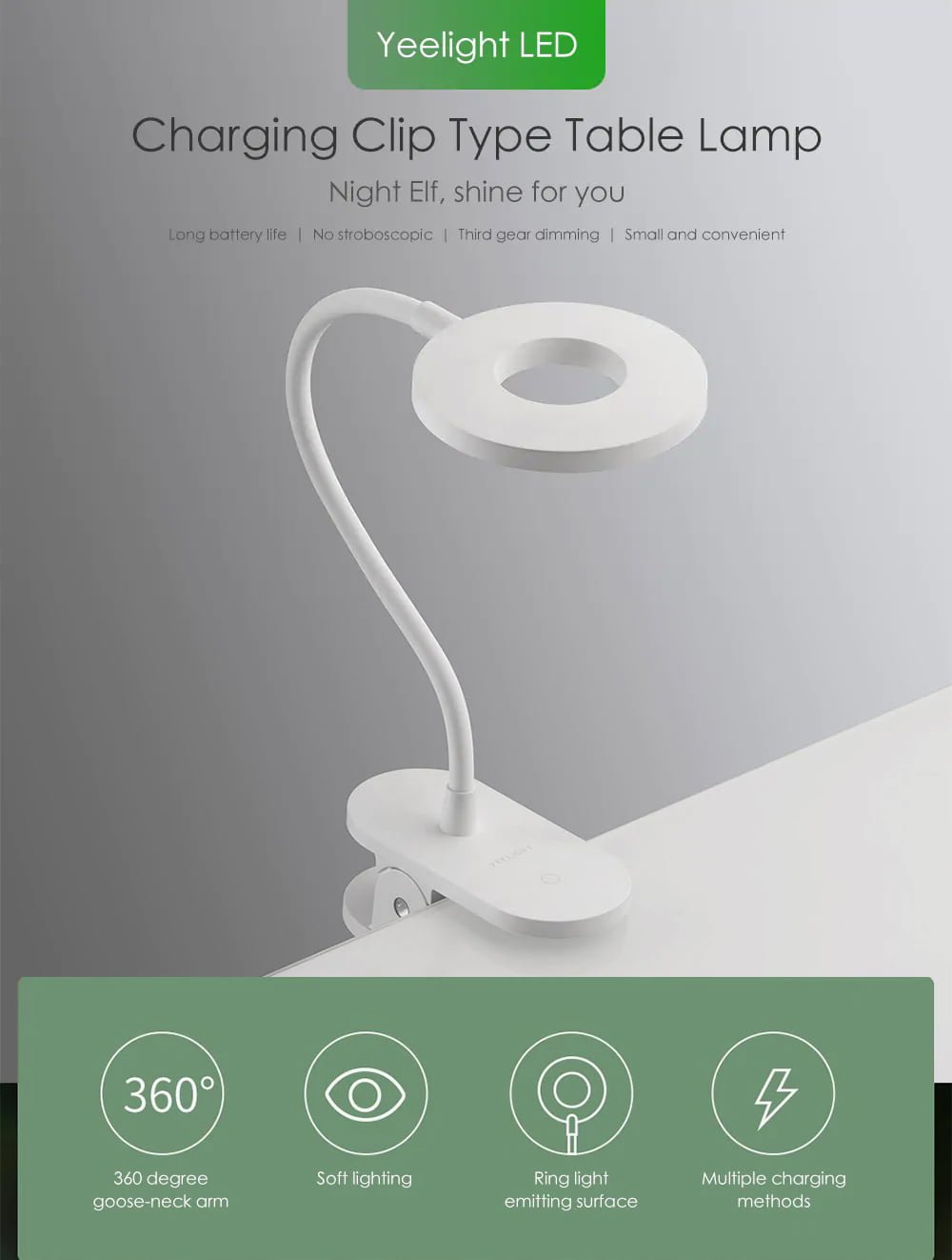 Yeelight LED Clip-on Rechargeable Table Lamp