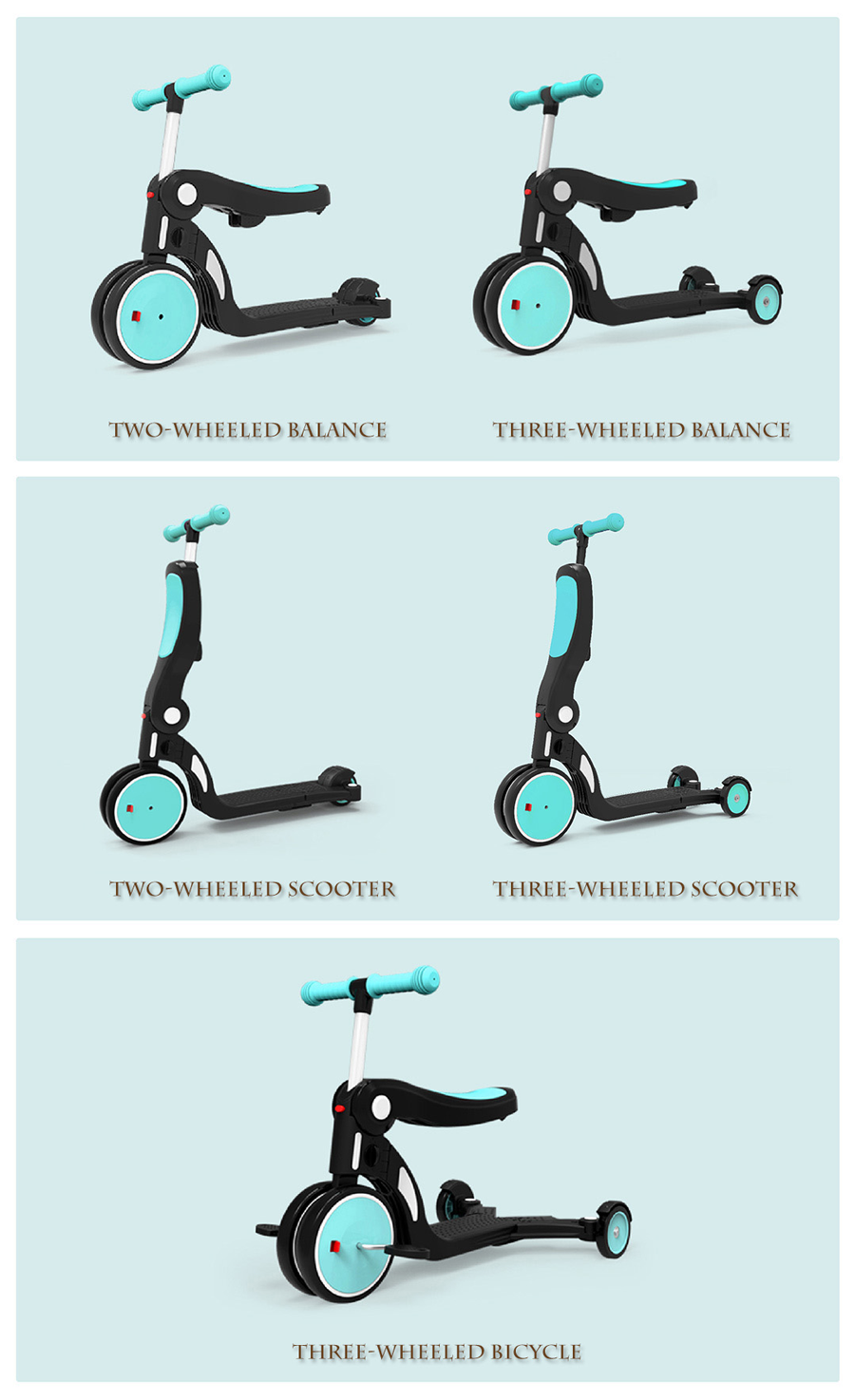 Xiaomi BeBehoo 5-in-1 Kids Scooter Tricycle Balance Bike