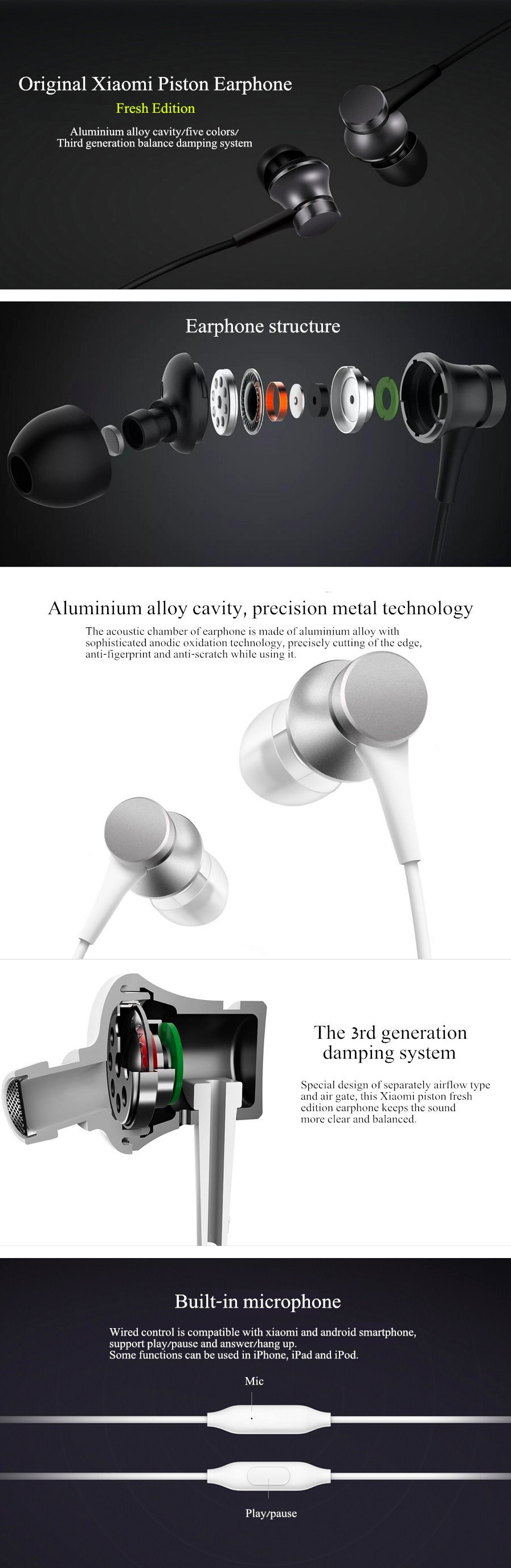 original xiaomi piston fresh edition earphones